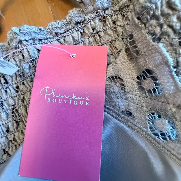 Zenana Outfitters Taupe Lace Backless Dress - Picture 7 of 7